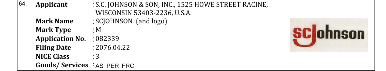 Original bulletin entry for SCJOHNSON (and logo)