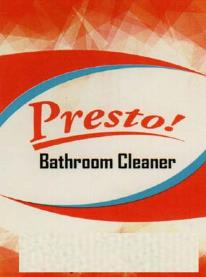 PRESTO! BATHROOM CLEANER (and logo) trademark logo