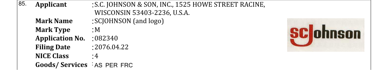 Original bulletin entry for SCJOHNSON (and logo)