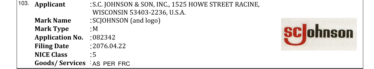 Original bulletin entry for SCJOHNSON (and logo)