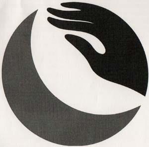HAND (DEVICE IN B&W) (and logo) trademark logo