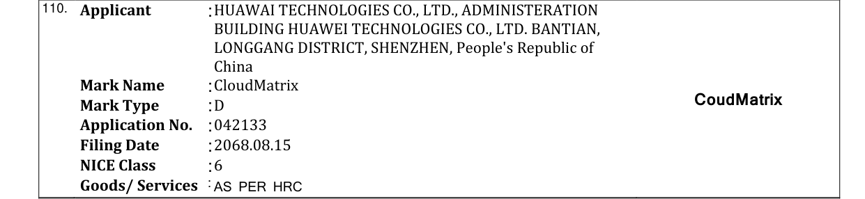 Original bulletin entry for CloudMatrix