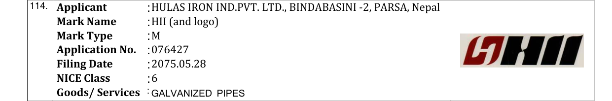 Original bulletin entry for HII (and logo)