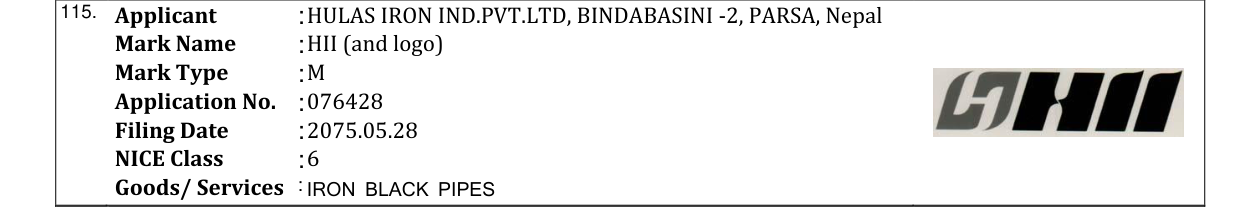 Original bulletin entry for HII (and logo)