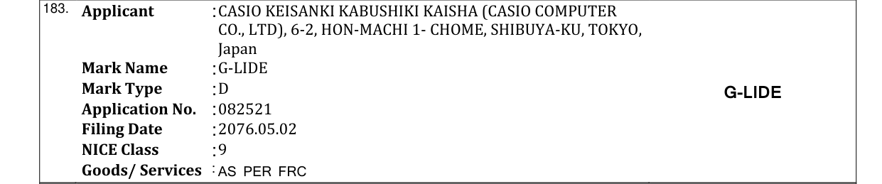 Original bulletin entry for G-LIDE