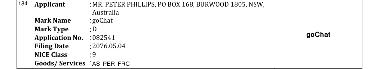 Original bulletin entry for goChat