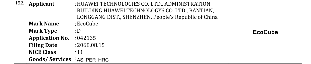 Original bulletin entry for EcoCube