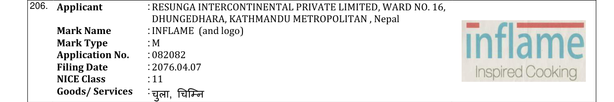 Original bulletin entry for INFLAME (and logo)