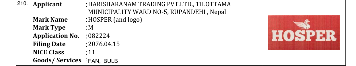 Original bulletin entry for HOSPER (and logo)