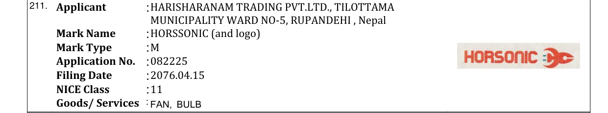 Original bulletin entry for HORSSONIC (and logo)