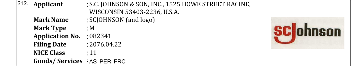 Original bulletin entry for SCJOHNSON (and logo)