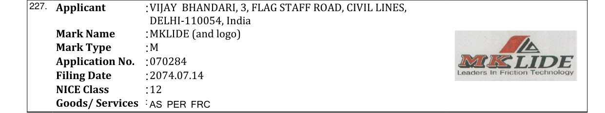 Original bulletin entry for MKLIDE (and logo)
