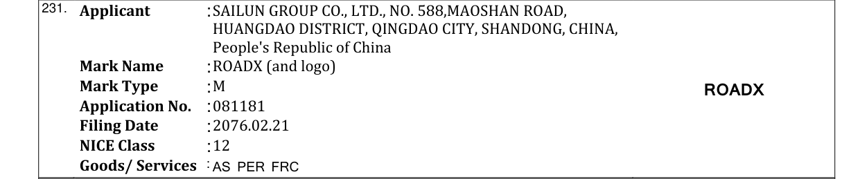 Original bulletin entry for ROADX (and logo)