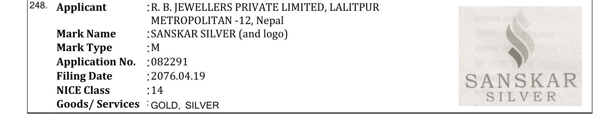 Original bulletin entry for SANSKAR SILVER (and logo)
