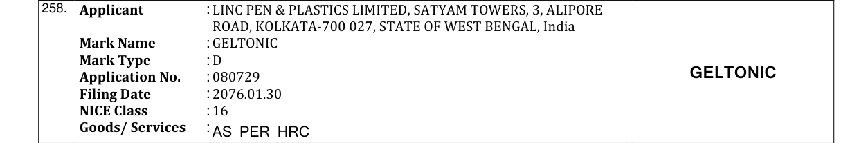 Original bulletin entry for GELTONIC