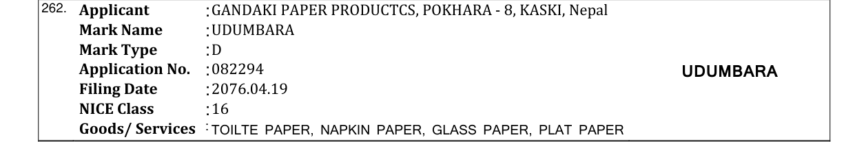 Original bulletin entry for UDUMBARA