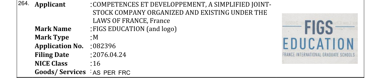 Original bulletin entry for FIGS EDUCATION (and logo)