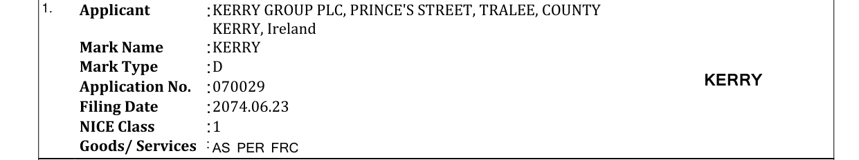 Original bulletin entry for KERRY