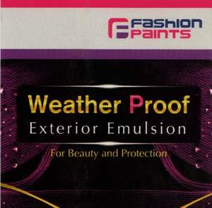 FASHION PAINTS WEATHER PROOF EXTERIOR EMULSION (and logo) trademark logo