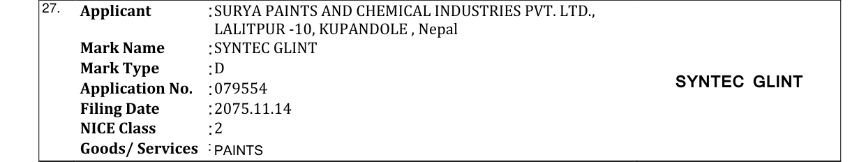 Original bulletin entry for SYNTEC GLINT