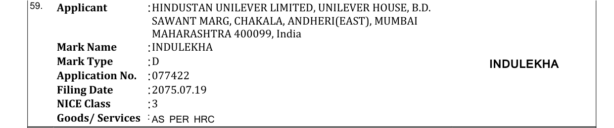 Original bulletin entry for INDULEKHA