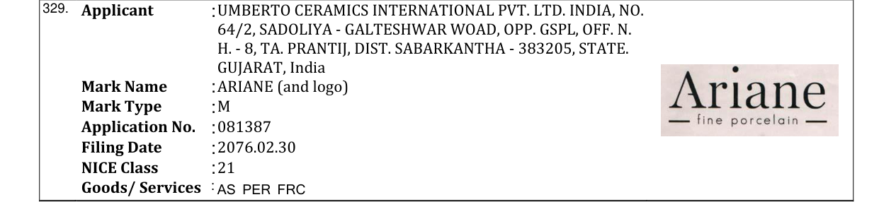 Original bulletin entry for ARIANE (and logo)