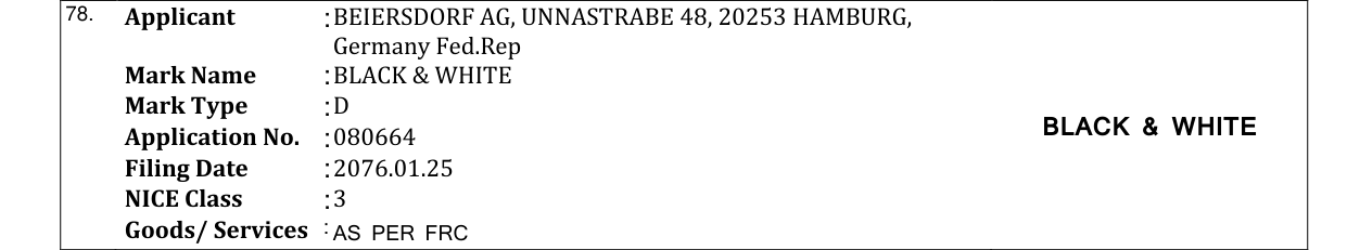 Original bulletin entry for BLACK & WHITE