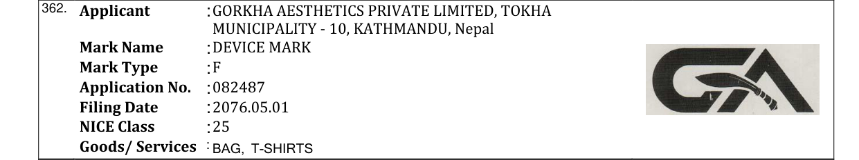 Original bulletin entry for DEVICE MARK