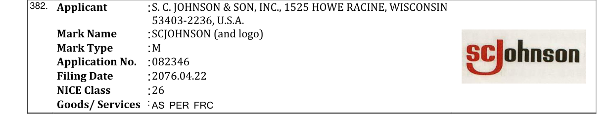 Original bulletin entry for SCJOHNSON (and logo)