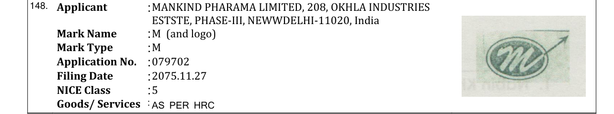 Original bulletin entry for M (and logo)