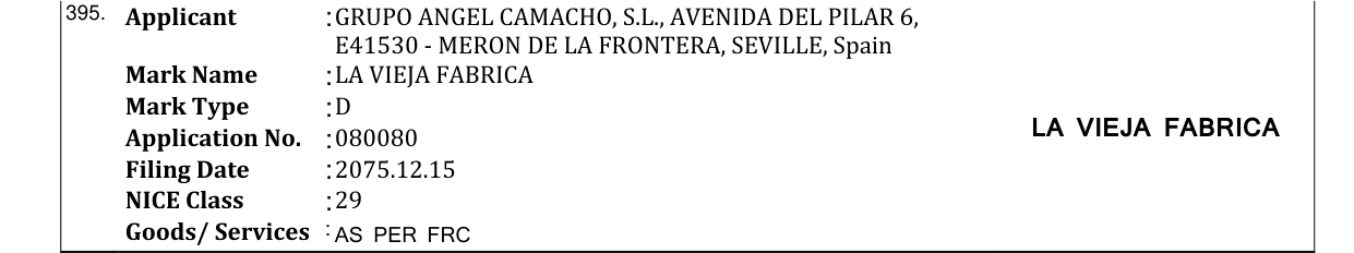 Original bulletin entry for LA VIEJA FABRICA