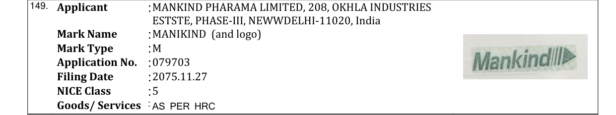 Original bulletin entry for MANIKIND (and logo)