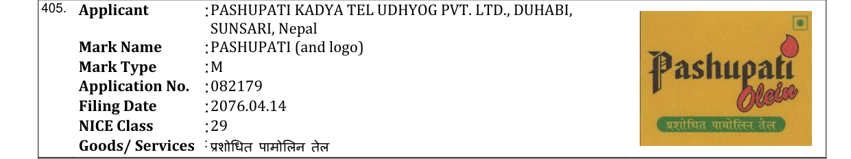 Original bulletin entry for PASHUPATI (and logo)