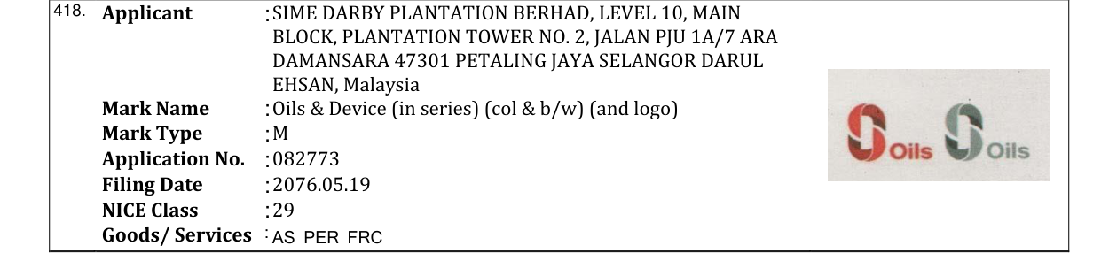 Original bulletin entry for Oils & Device (in series) (col & b/w) (and logo)