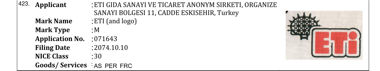 Original bulletin entry for ETI (and logo)