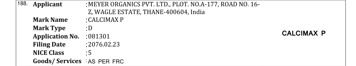 Original bulletin entry for CALCIMAX P