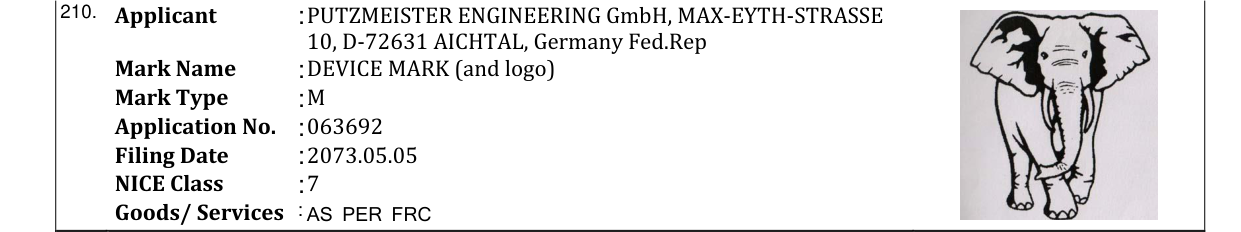 Original bulletin entry for DEVICE MARK (and logo)