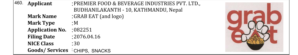 Original bulletin entry for GRAB EAT (and logo)