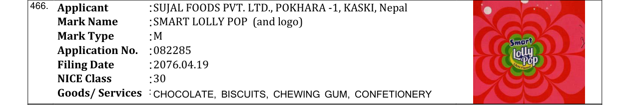 Original bulletin entry for SMART LOLLY POP (and logo)