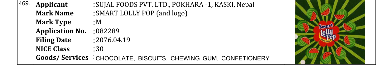 Original bulletin entry for SMART LOLLY POP (and logo)