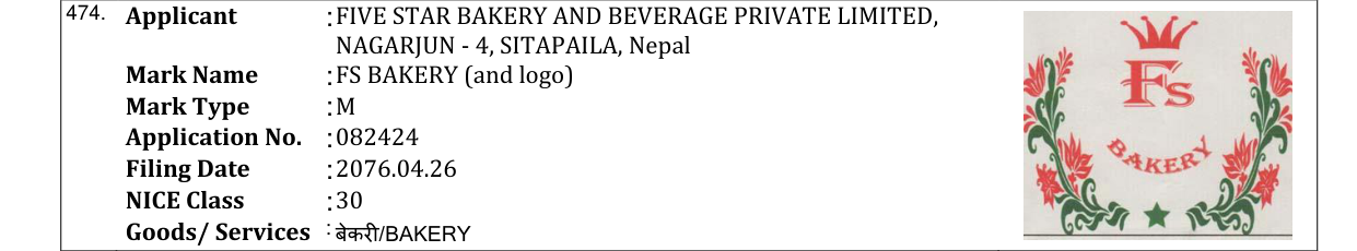 Original bulletin entry for FS BAKERY (and logo)