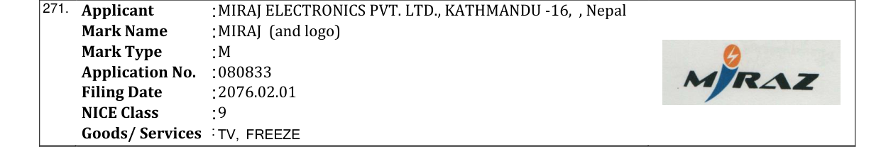 Original bulletin entry for MIRAJ (and logo)