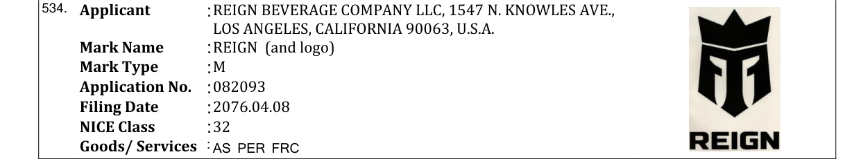 Original bulletin entry for REIGN (and logo)