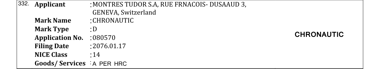 Original bulletin entry for CHRONAUTIC