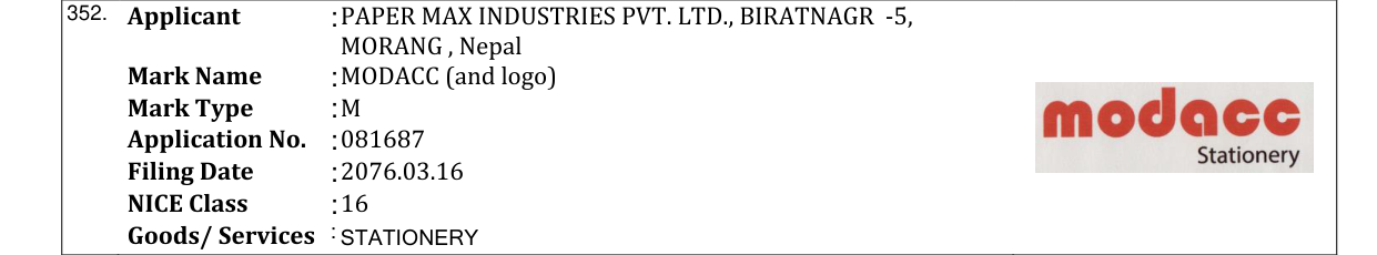 Original bulletin entry for MODACC (and logo)
