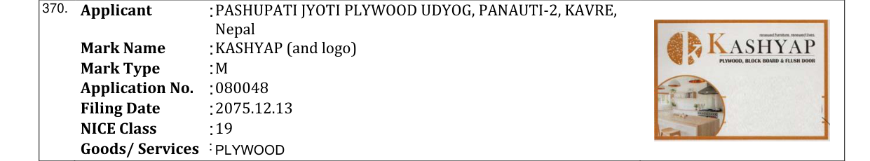 Original bulletin entry for KASHYAP (and logo)