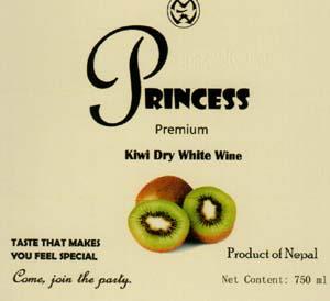 PRINCESS KIWI DRY WHITE WINE (and logo) trademark logo