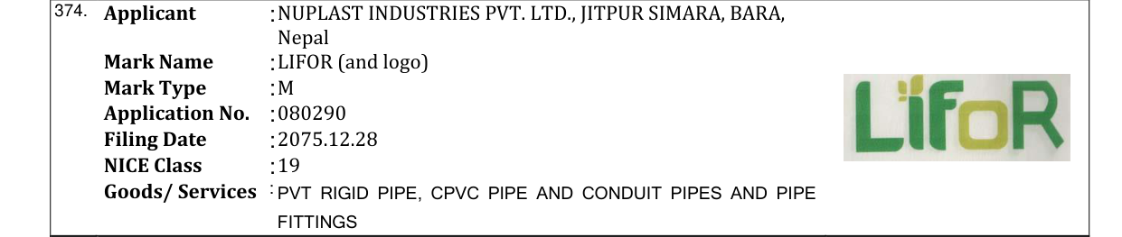 Original bulletin entry for LIFOR (and logo)