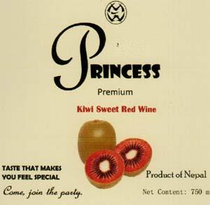PRINCESS KIWI SWEET RED WINE (and logo) trademark logo