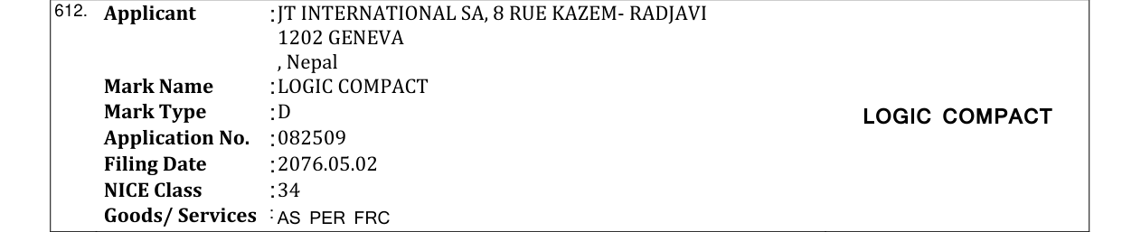 Original bulletin entry for LOGIC COMPACT
